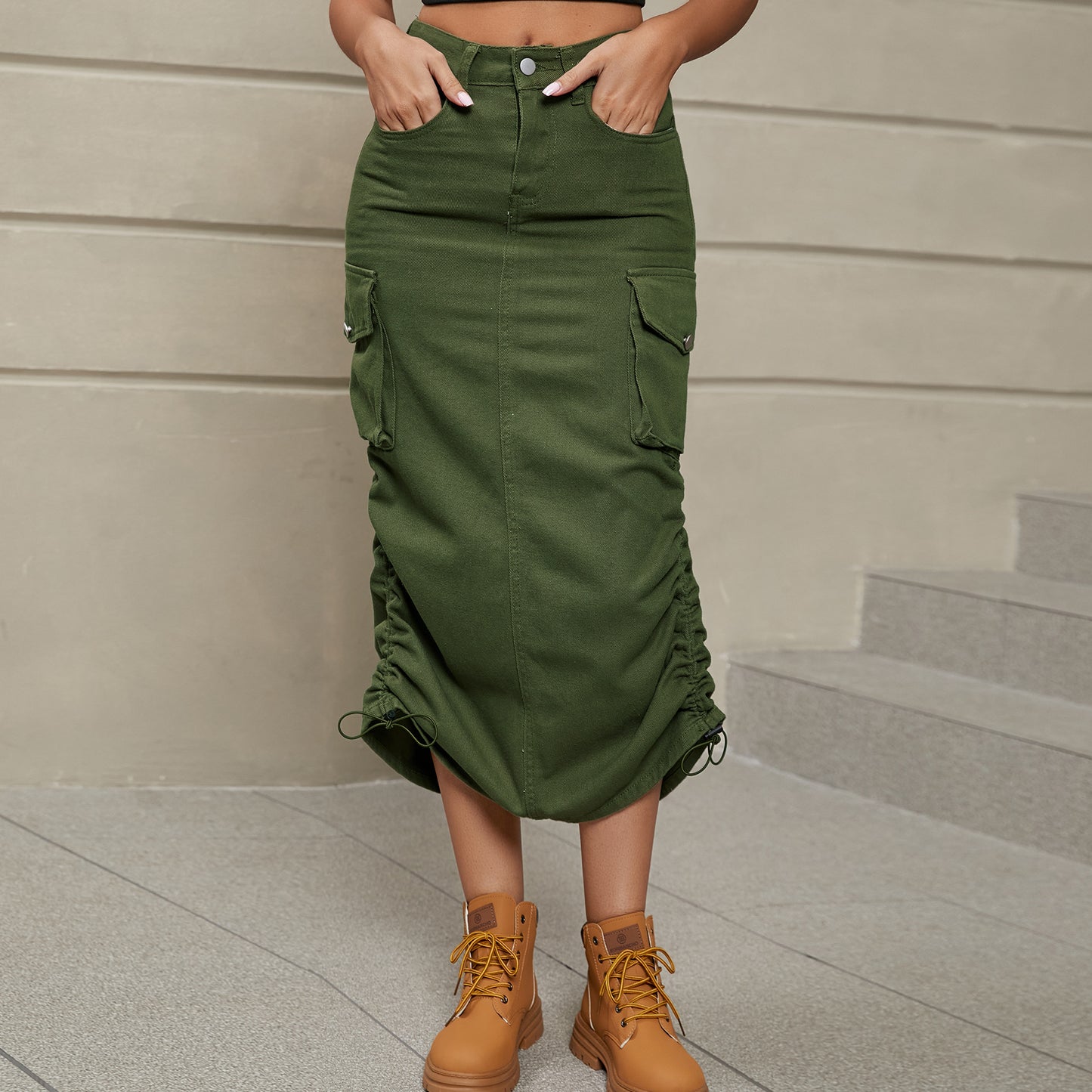 Women Clothing Skirt Casual Mid Length Skirt