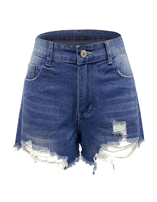 Direct Summer Denim Shorts Hand Frayed High Waist Comfort Casual Jeans for Women