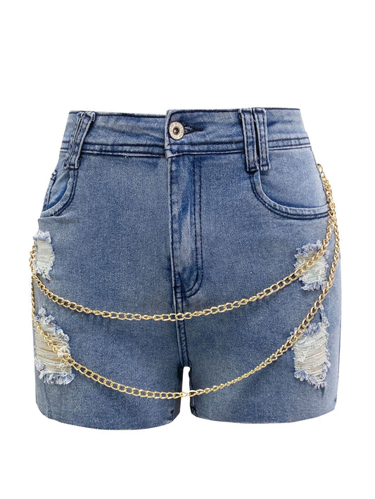 Summer High Waist Denim Shorts Women Handmade Slimming Frayed Frayed Pants