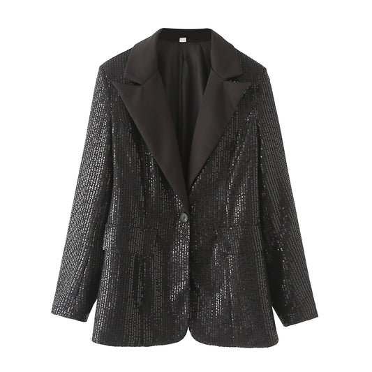 Socialite Affordable Luxury Sequined Spring All Match Slim Small Blazers