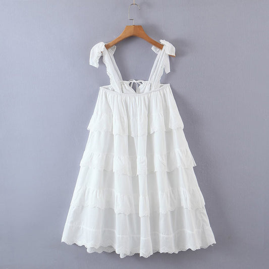 French Layered Lace Tiered Dress Lace Stitching Suspender Summer Sweet Girl Dress Women
