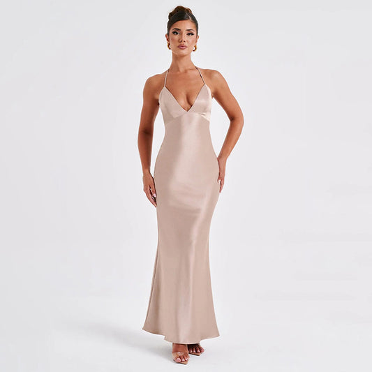 Arrival Dress Sexy V neck Backless Long Slim Camisole Gown Dress