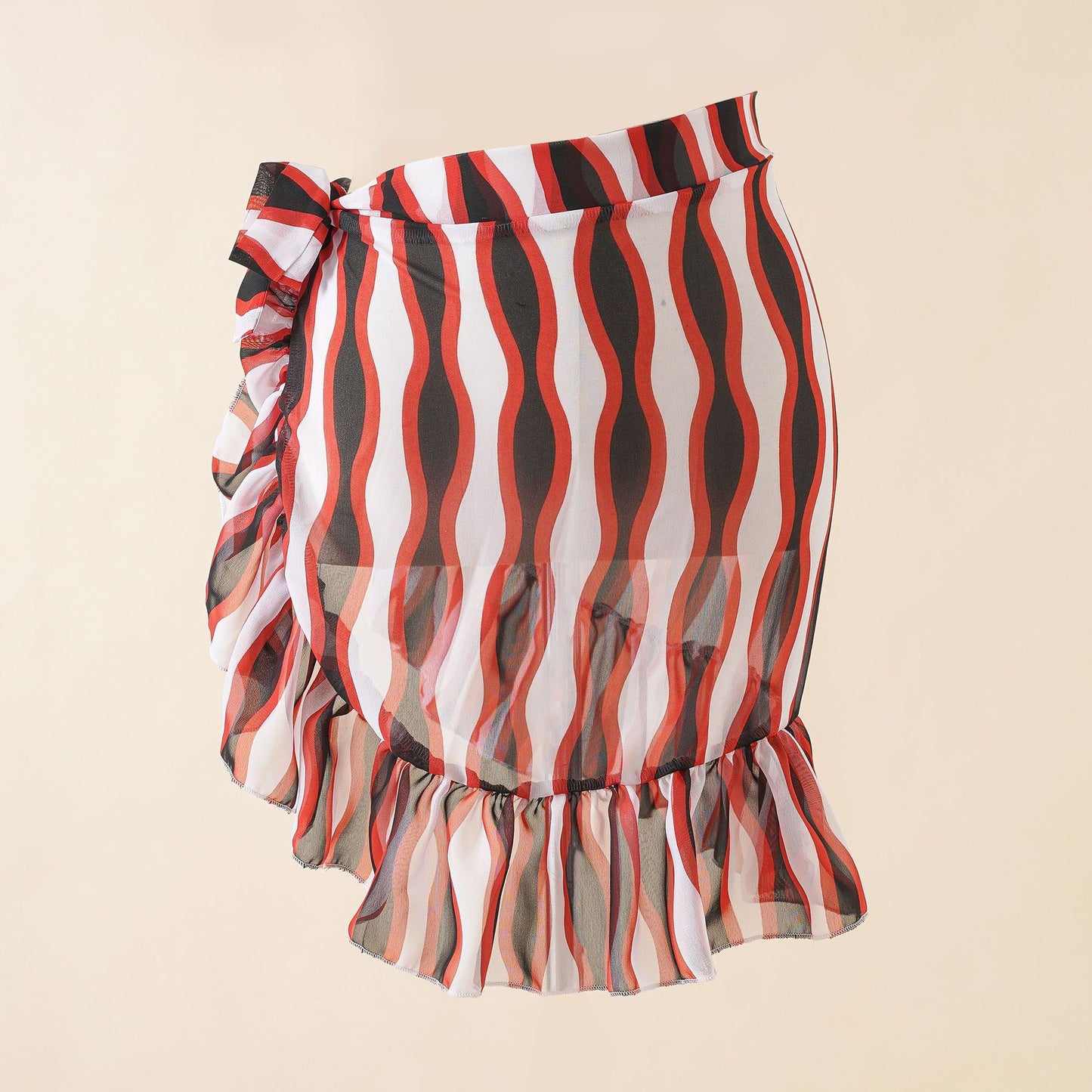 Bikini Sunscreen Chiffon Beach Skirt Leaf Printed Swimsuit Fishtail Skirt