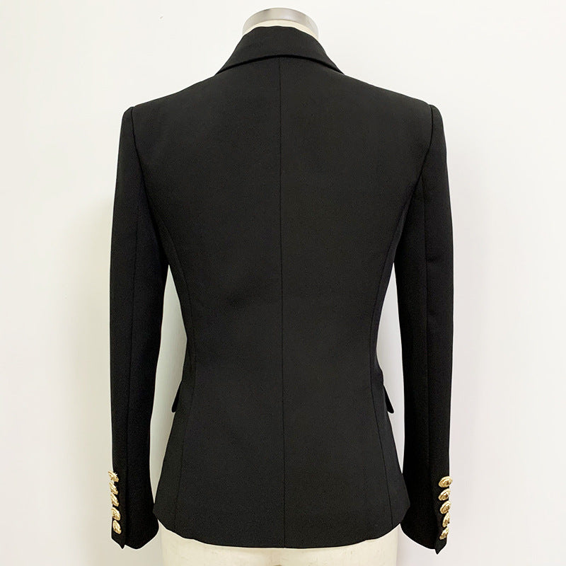 High Quality Top Goods Star Blazer Women Metal Lion Head Buckle Double Breasted Small Blazer