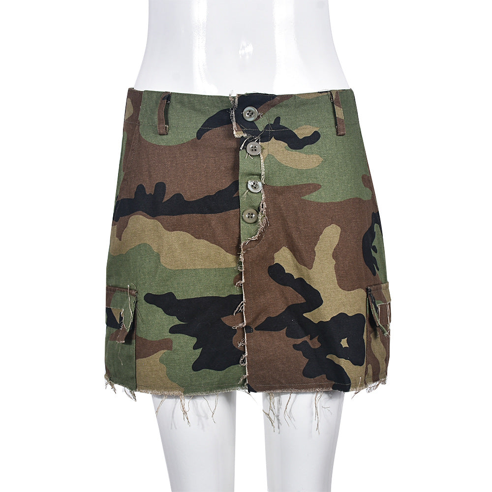 Women Clothing Summer Full Open Skirt Camouflage Wrapped Skirt