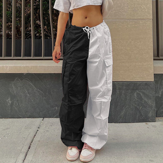 Women Clothing Autumn Winter High Waist Wide Leg Loose Casual Trousers Lace Straight Cargo Pants Casual Pants