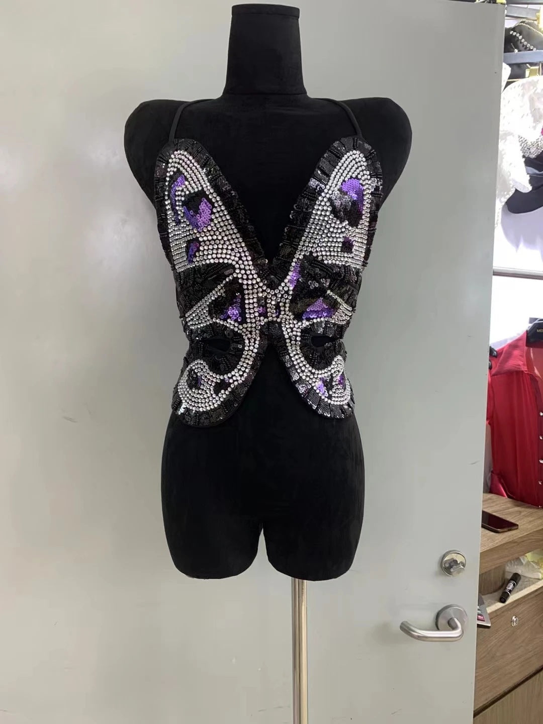 Summer Sexy Personalized Butterfly Crystal Decorative Sequ Bandeau Sling Top Women