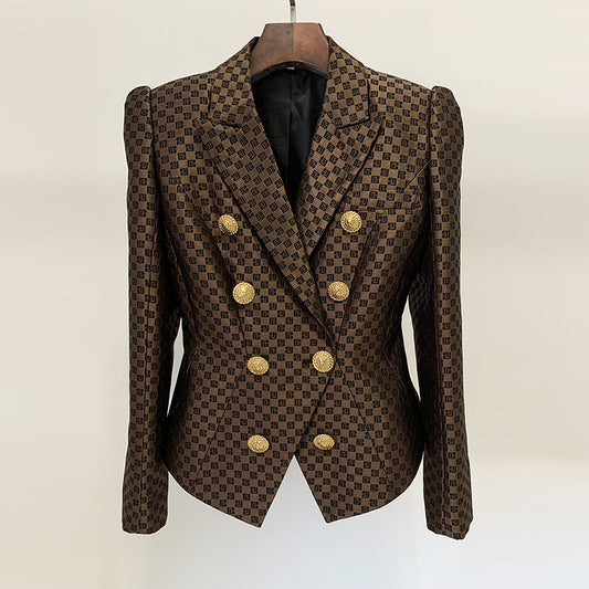 Goods Early Spring Star Lion Double Breasted Slim Jacquard Blazer Jacket
