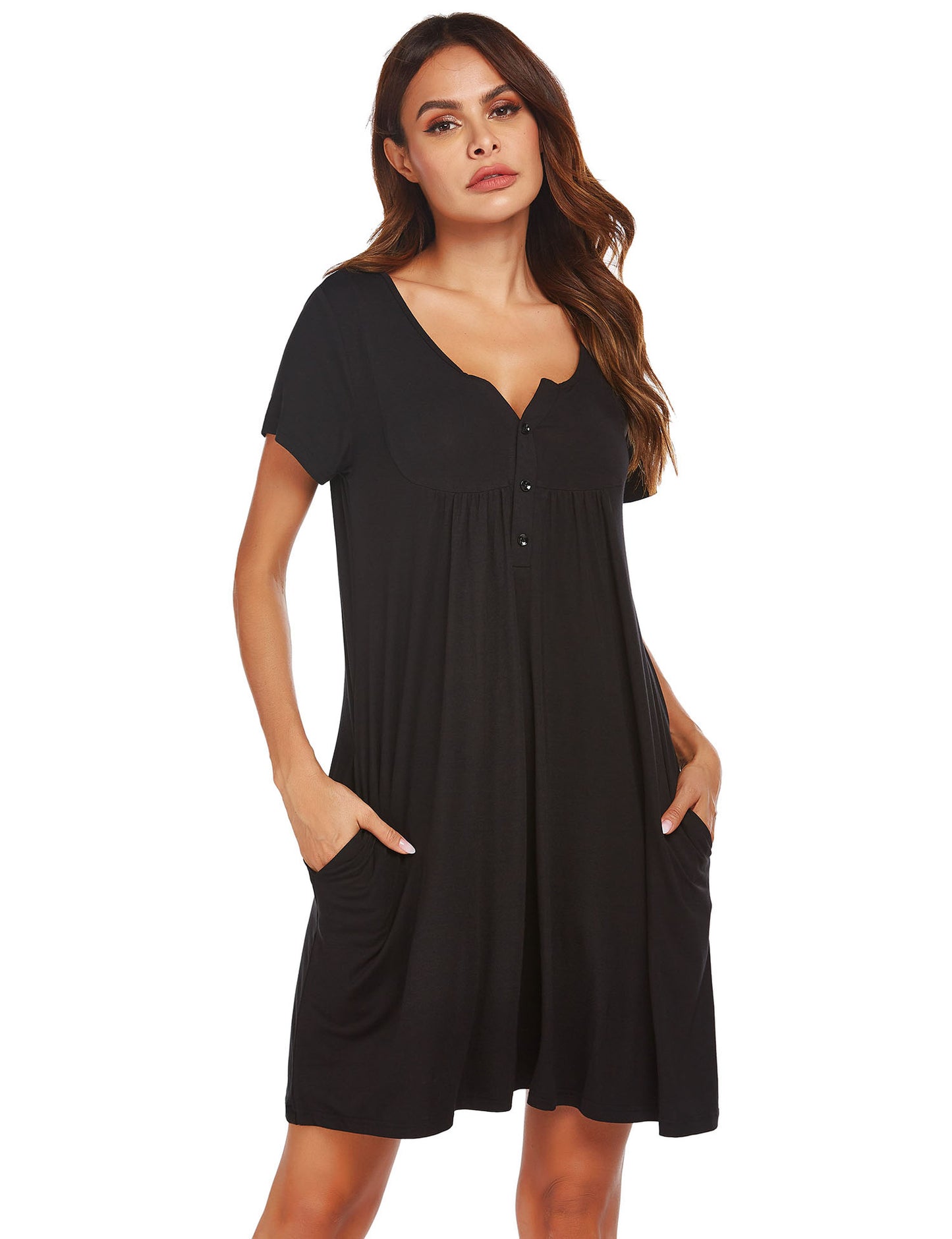 Summer Ladies Home Wear Nightdress Wrinkle Short Sleeve Modal Rayon Pajamas Women Dress