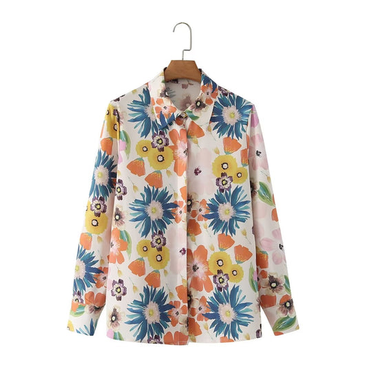 Autumn Women Clothing Floral Print Casual Long Sleeved Shirt For Women