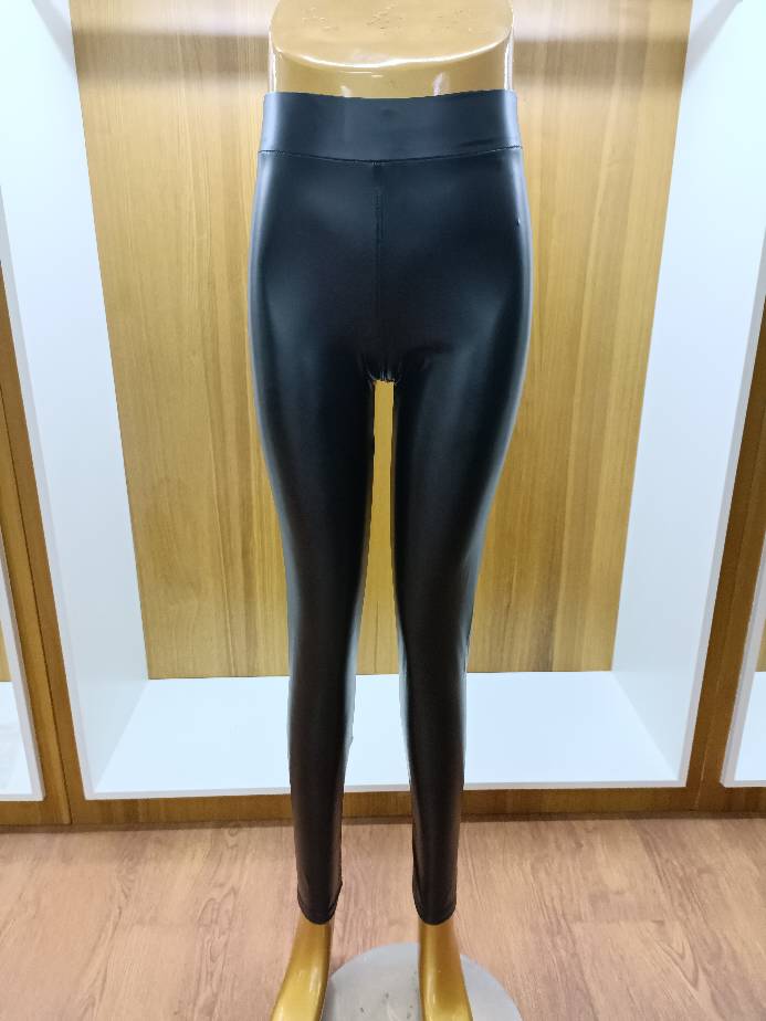 Leather Pants Basic Cropped Pants Mid Waist Faux Leather Slim Fit Pants Hip Lifting Sexy Women Pants