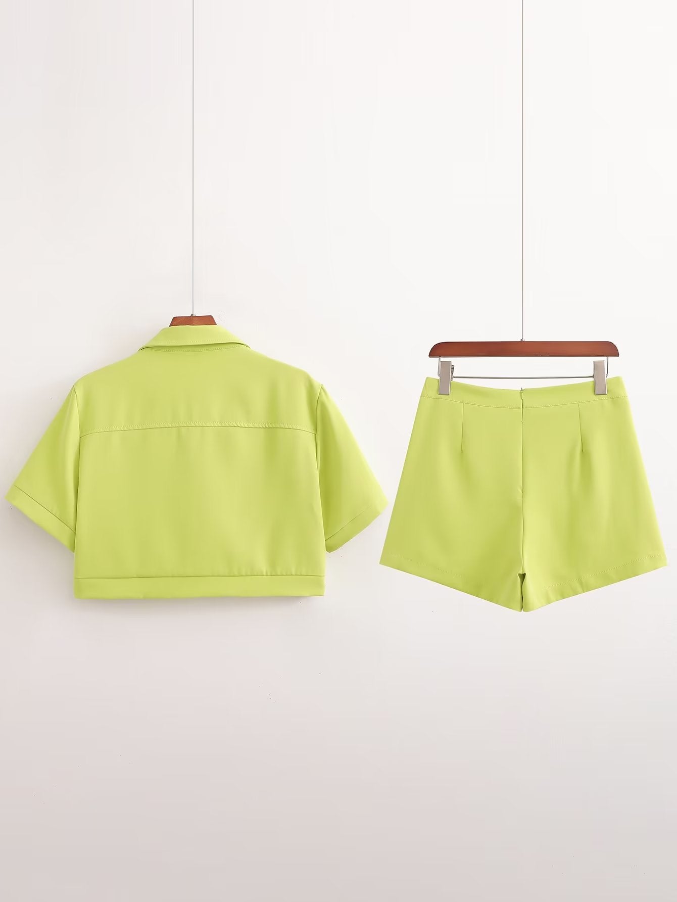 Summer Women Clothing Tuyere Pocket Decoration Shirt Short Coat High Waist Slimming All Matching Shorts