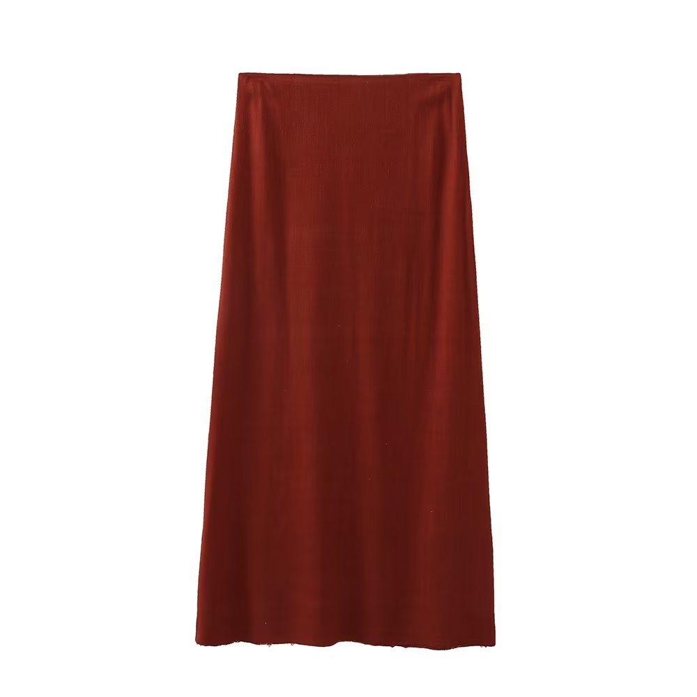Autumn Backless Halter Top Linen Frayed Mid Waist Skirt
