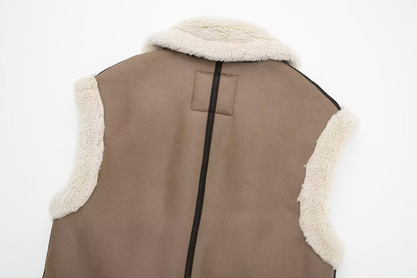 Autumn Winter Women Brown Fur One Collared Vest Coat Thickened Vest