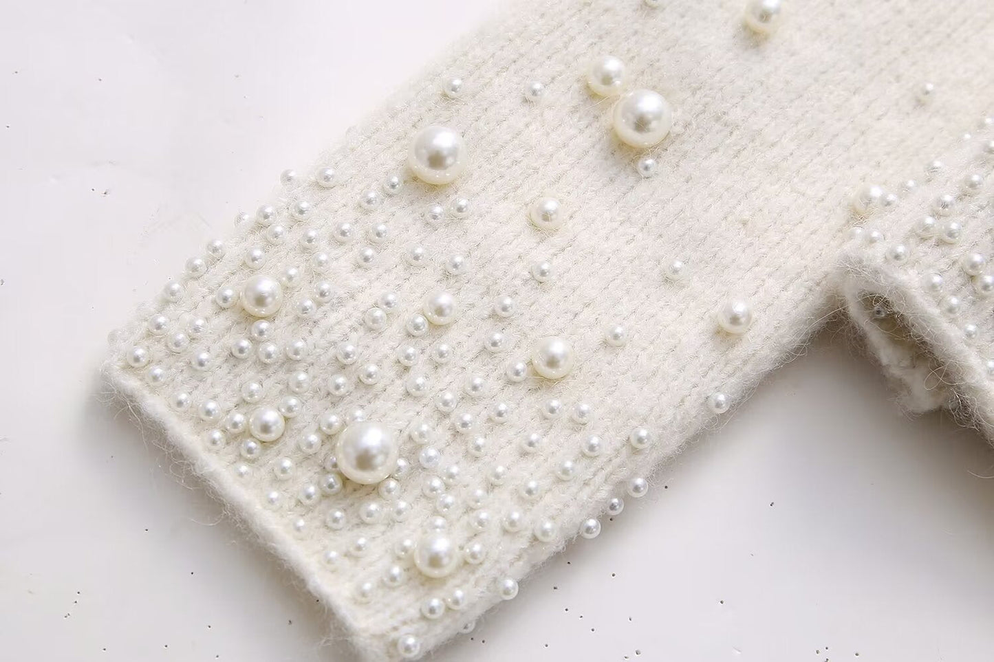 Winter Women Clothing Decorated Pearls Knitwear Mini Skirt