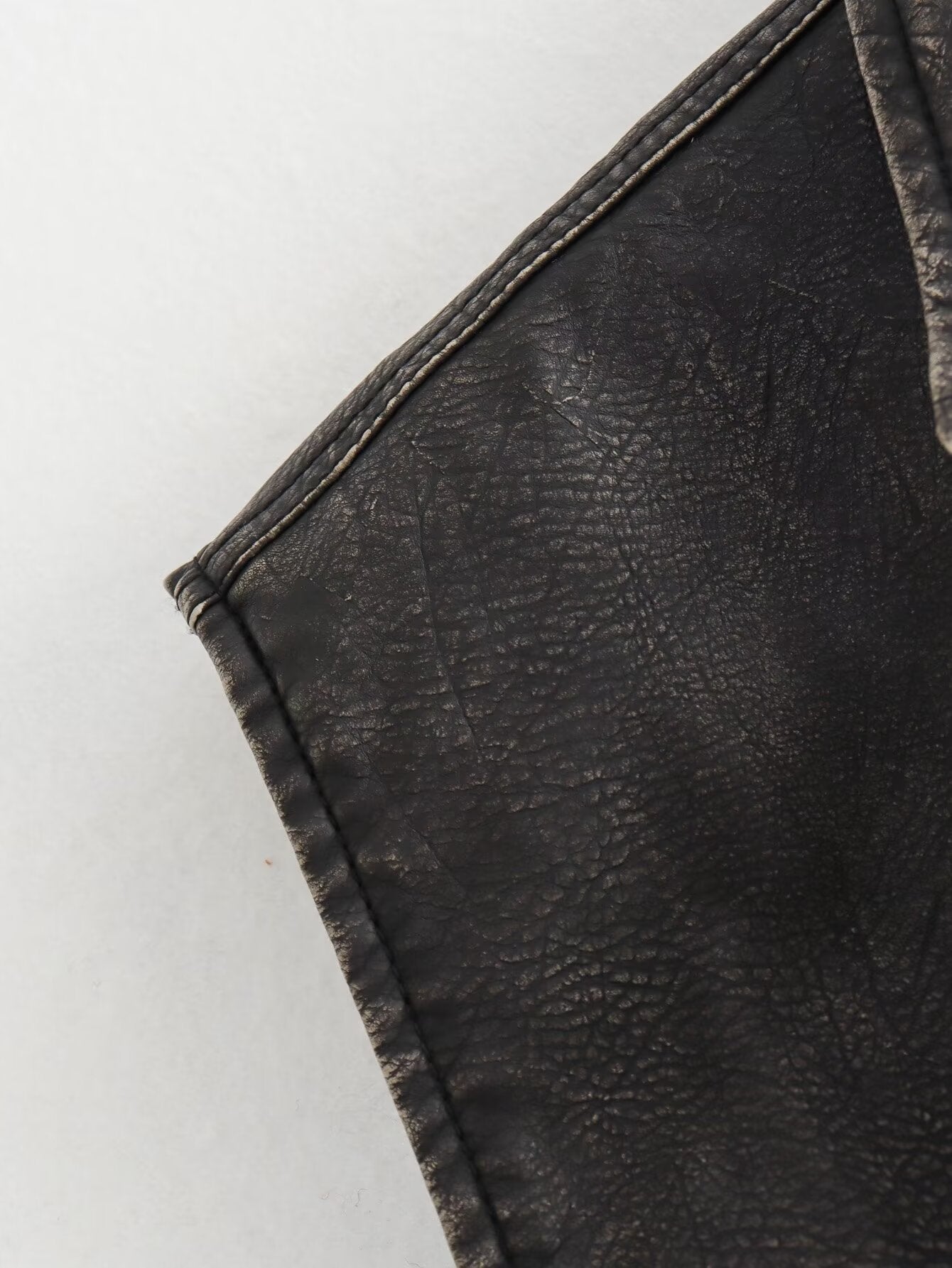 Street Air Outlet Pocket Decoration Faux Leather Collared Vest Autumn Winter Oblique Placket Zipper Short Casual Vest