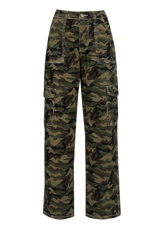 Jeans Women Loose Personality Camouflage Pocket Overalls Fashionable Trousers