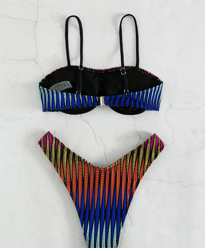 Bikini Corrugated Strip Sexy Bikini Split Swimsuit Steel Support Swimsuit