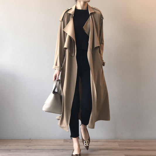 Autumn New Fashion Elegant Long Trench Coat For Women Retro British Baggy Coat Women