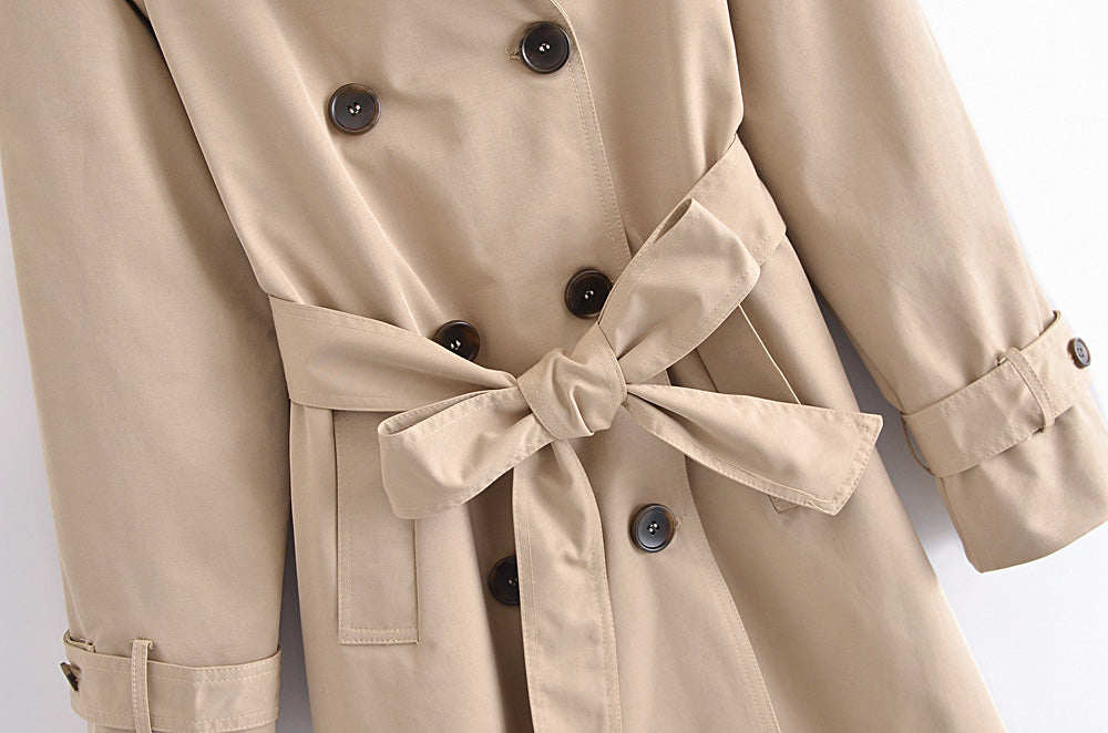 Fall Classic Double-Breasted Large Collared Slimming Extended Trench Coat