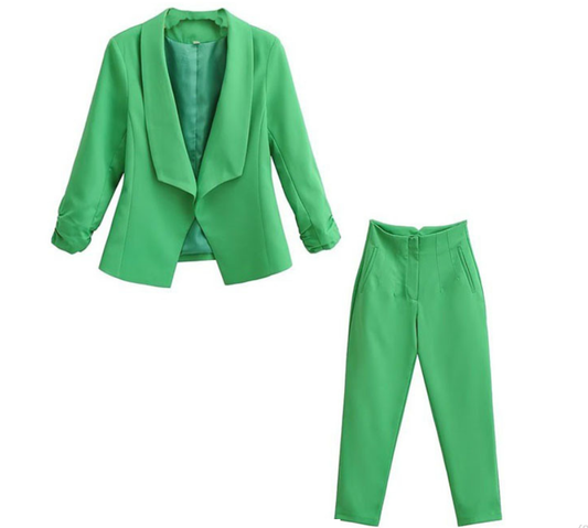 Women Clothing RA French Multi-Color Candy Small Suit Casual Ankle Banded Pants Wild Suit