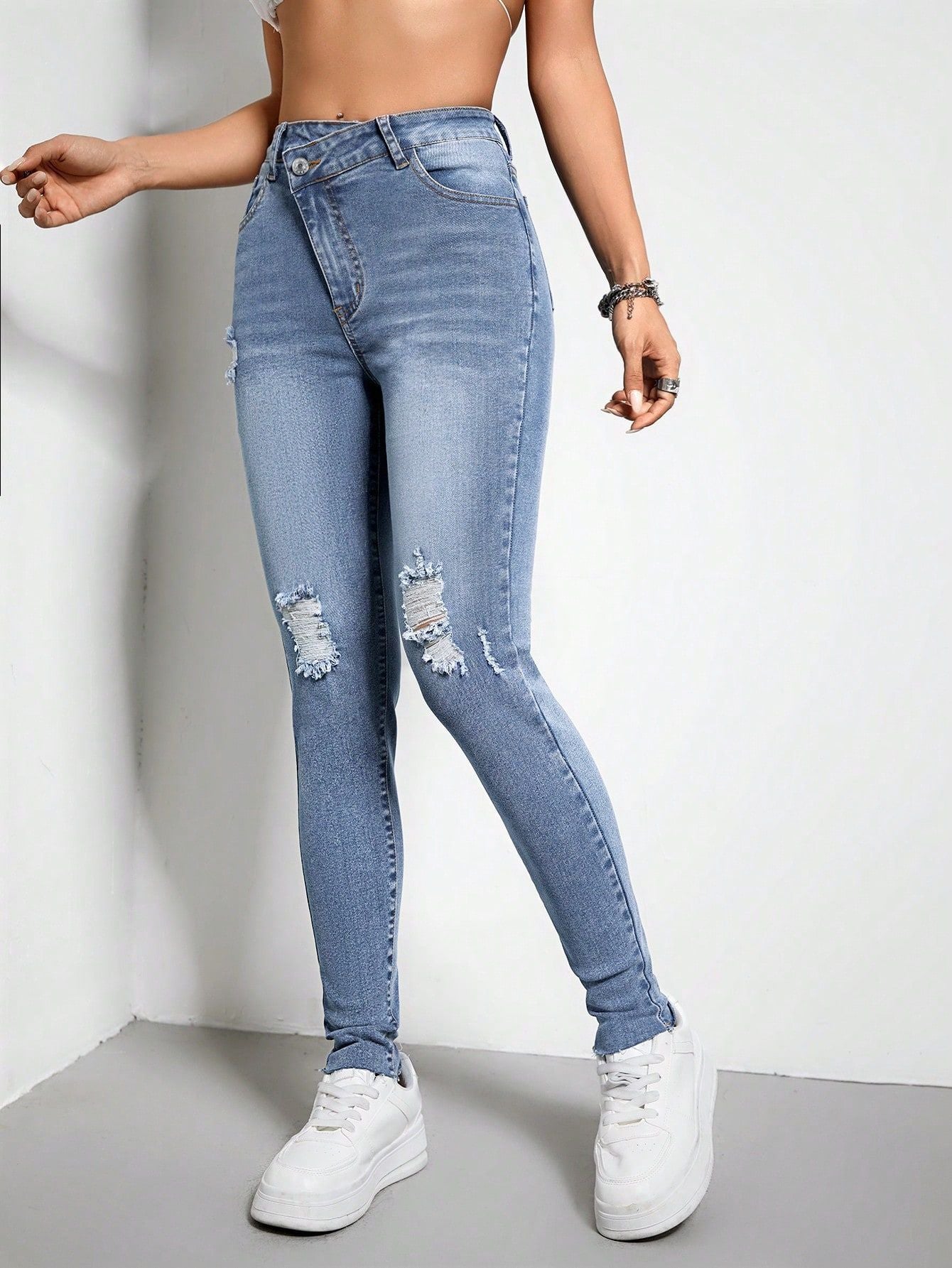 Women Clothing Stretch Ripped Slim Fit Skinny Jeans