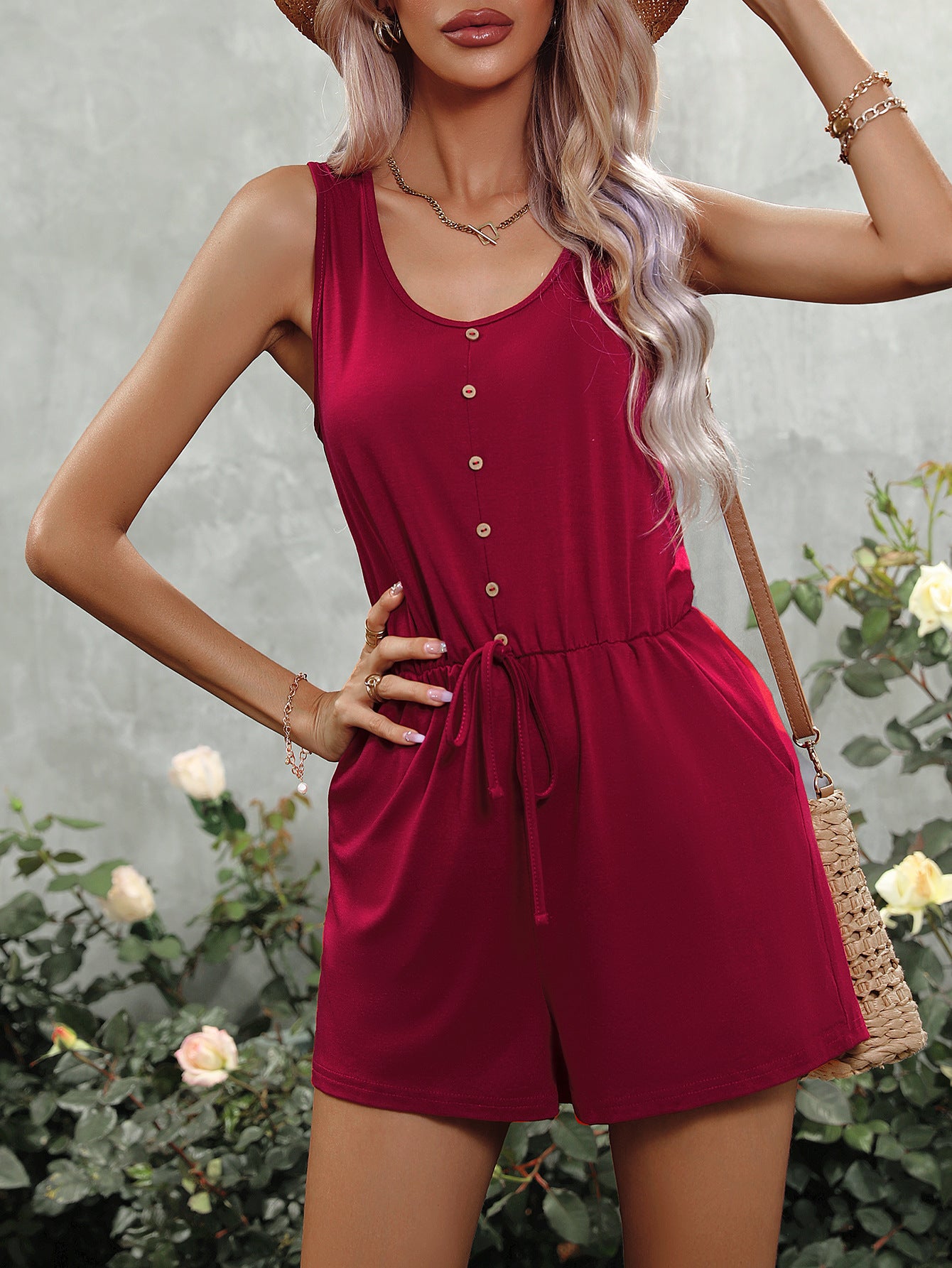 Women Clothing Casual Vest off-Shoulder Clothing Wide Leg One-Piece