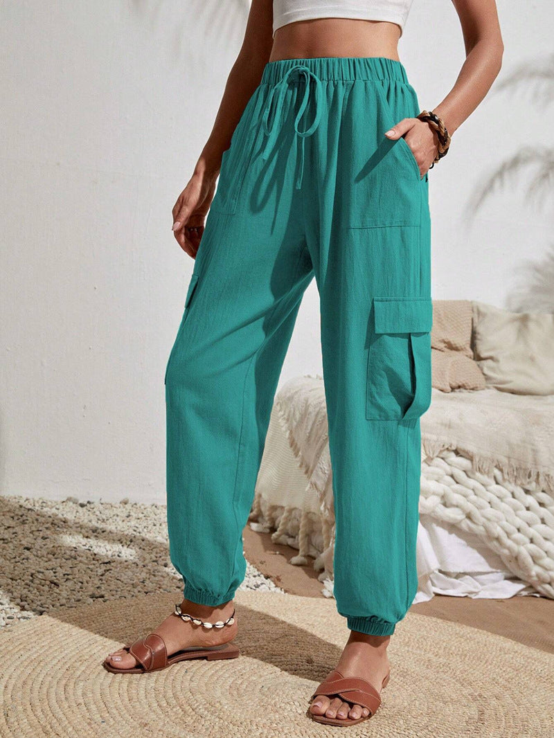 Cargo Women Clothing Spring Summer Solid Color Pocket Casual Cargo Women Pants