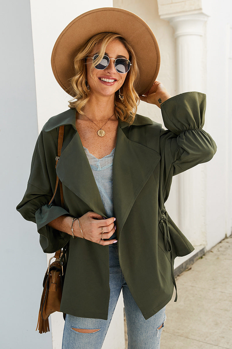 Coat Trench Coat Casual Top Autumn Winter Solid Color