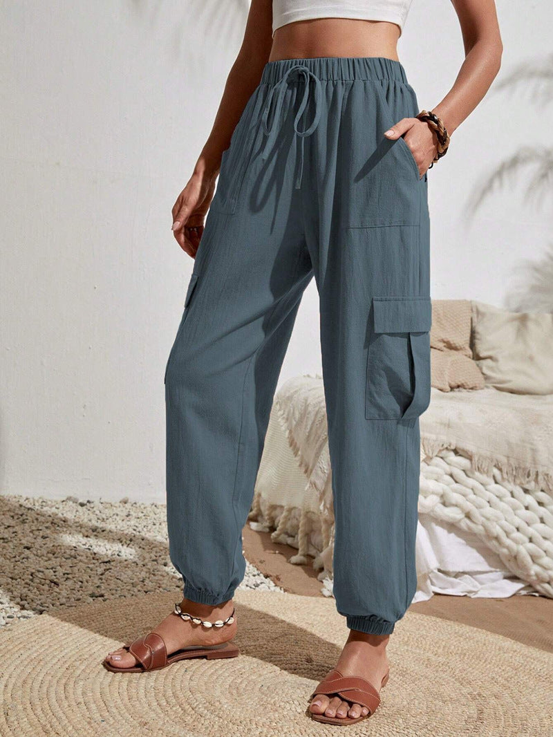 Cargo Women Clothing Spring Summer Solid Color Pocket Casual Cargo Women Pants