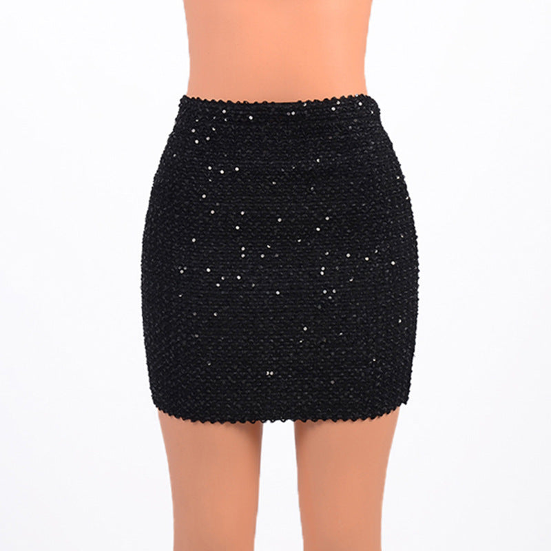 Autumn Sequined Trendy All Match Sexy Party Sheath Skirt Women