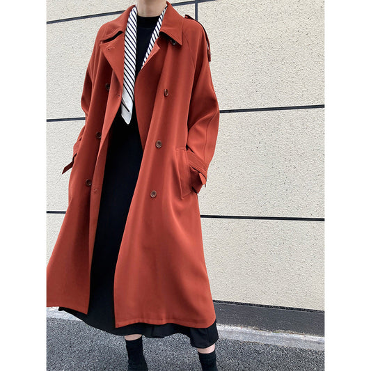 Main Promotion Autumn Draping British Loose Mid-Length over the Knee Trench Coat Female