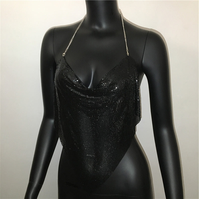 Sexy Women Clothing Metal Sequ Sling Non Specification Chain Top Party Sexy Sling Women