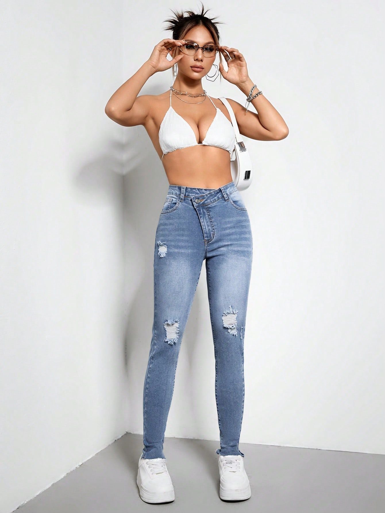 Women Clothing Stretch Ripped Slim Fit Skinny Jeans