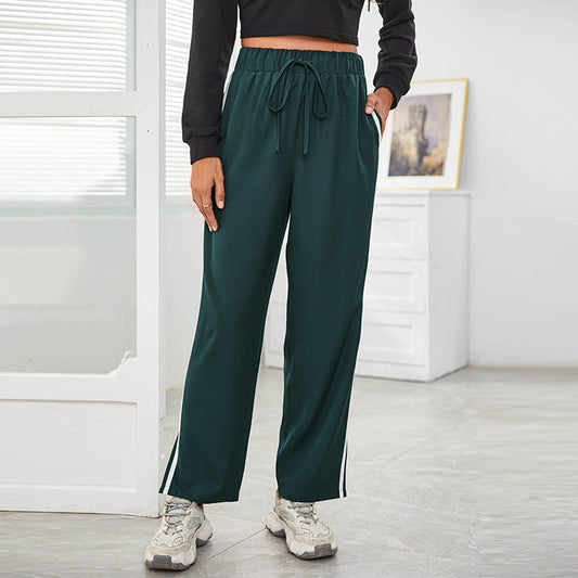 Women Collection for Autumn High Waist Loose Patchwork Slit Sports Casual Pants