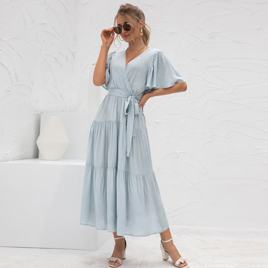 Summer Arrival Women Clothes Sexy V-neck Long Patchwork Dress
