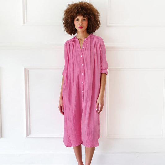 Simple Loose Pink Maxi Dress Ladies Homewear Women
