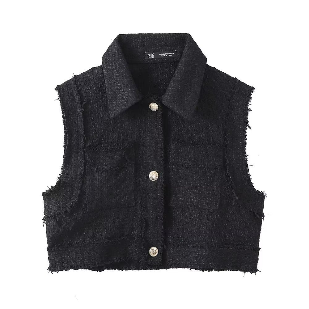 Winter Women Clothing Fashionable All-Match Loose Texture Short Vest
