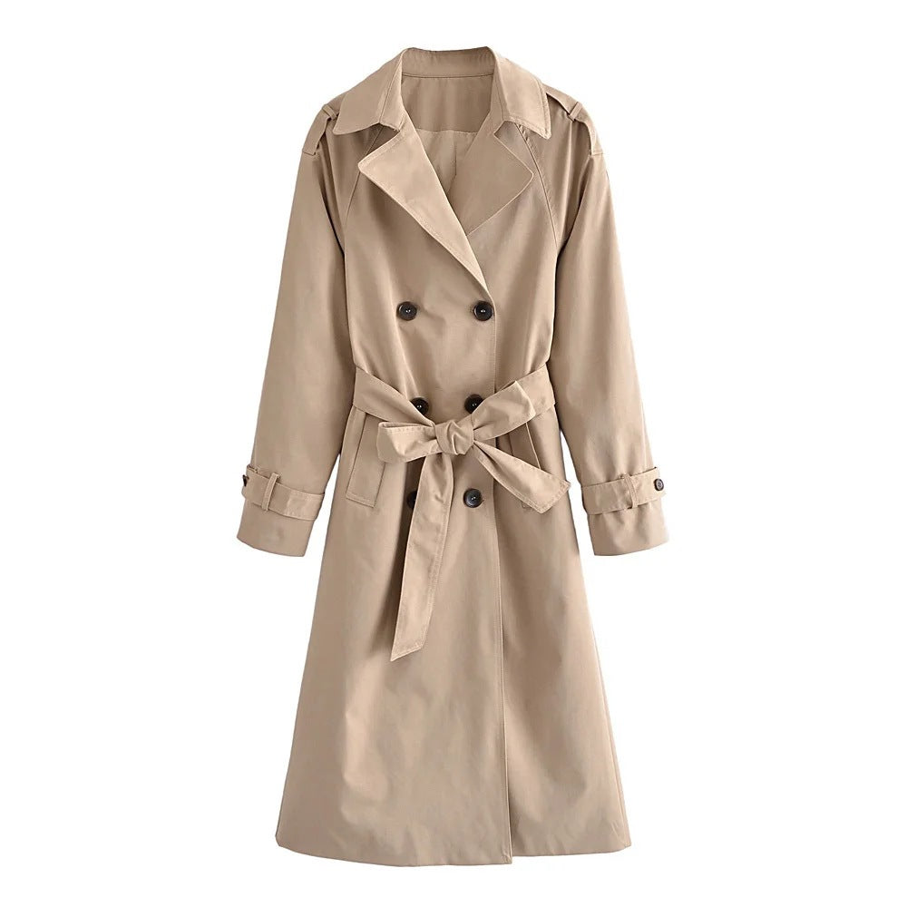 Fall Classic Double-Breasted Large Collared Slimming Extended Trench Coat