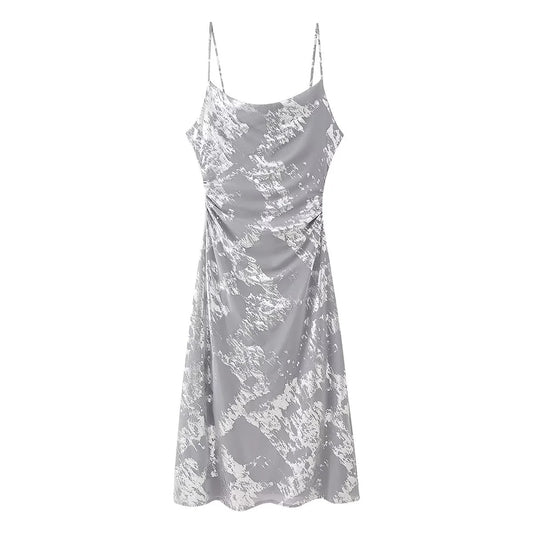 【MOQ-5 packs】 Women Wear Winter Silver Silk Net Close Fitting Sling Dress