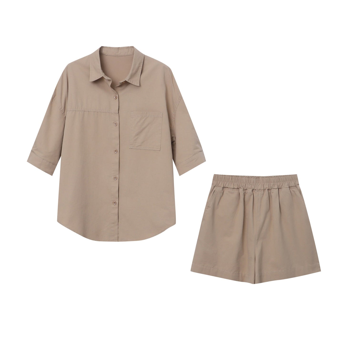 Clothing Series Cotton Washed Profile Loose Shirt Shorts Two Piece Suit