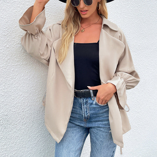Coat Trench Coat Casual Top Autumn Winter Solid Color