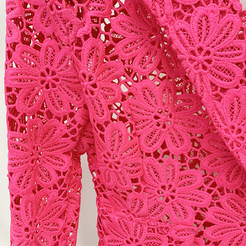 Slim Water Soluble Lace Skinny Pants Two Piece Sets