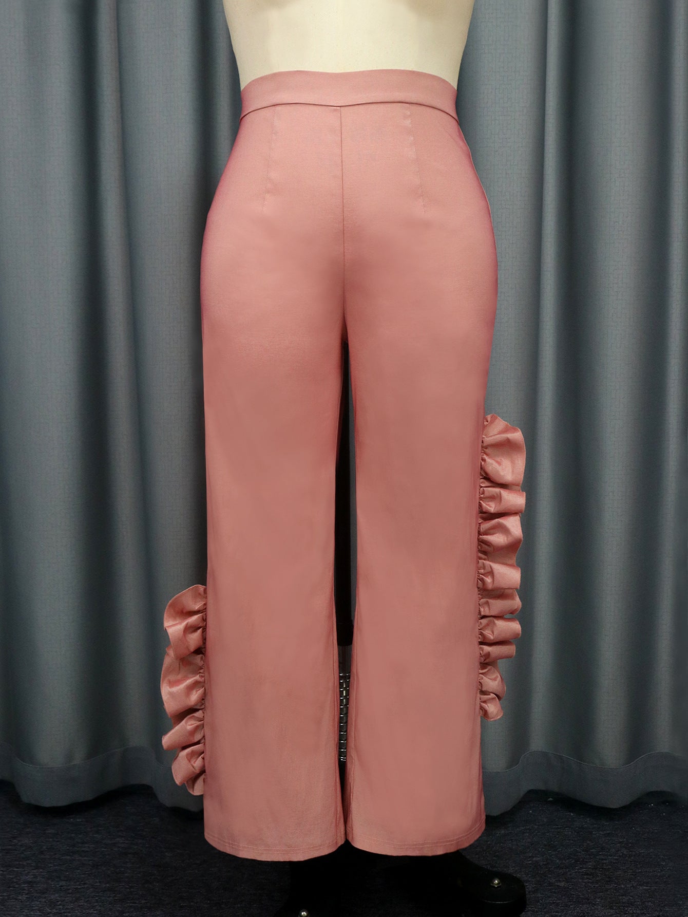 Women Comfort Casual Wooden Ear Straight Leg Pants Pink Loose plus Size All Matching Casual Pants Trousers