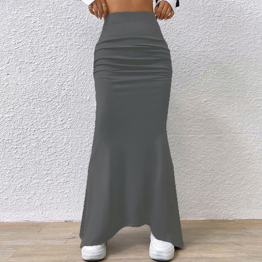 Fall Sexy Solid Color Slim Fit A line Sheath Long Skirt Women