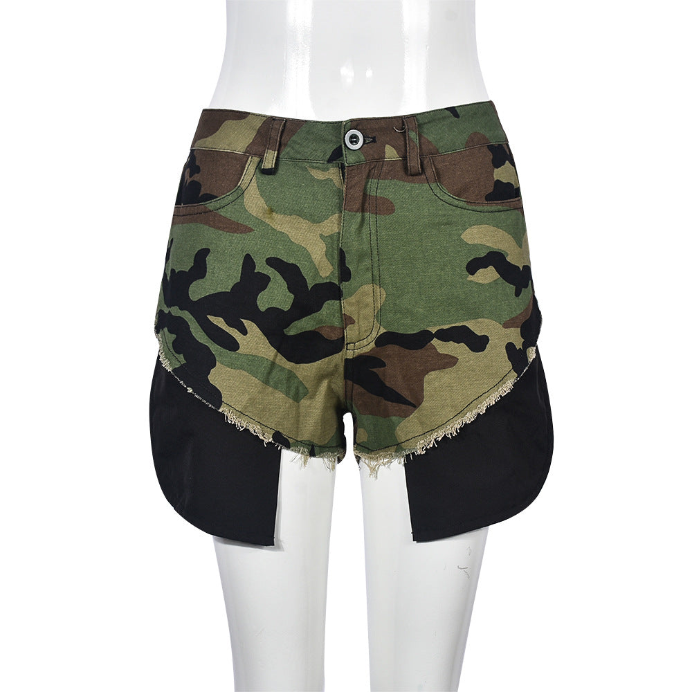 Women Clothes Sexy Pocket Camouflage Zipper Personalized Work Clothes Shorts for Women