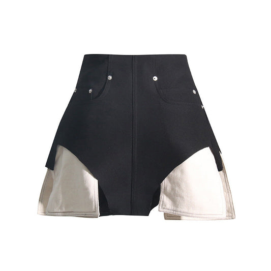 Summer High Waist Black Sexy Shorts Slimming Contrast Color Casual Straight Shorts