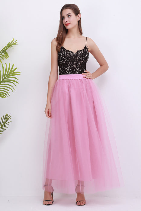 Women 4 Layers 100 Mesh Half-Length Long Skirt Tulle Skirt Gauze Skirt