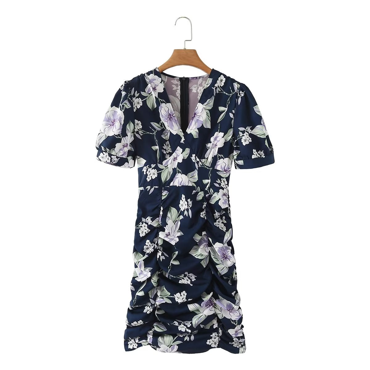 Dress Autumn Rose Silhouette Printed Lace up Shirt Dress