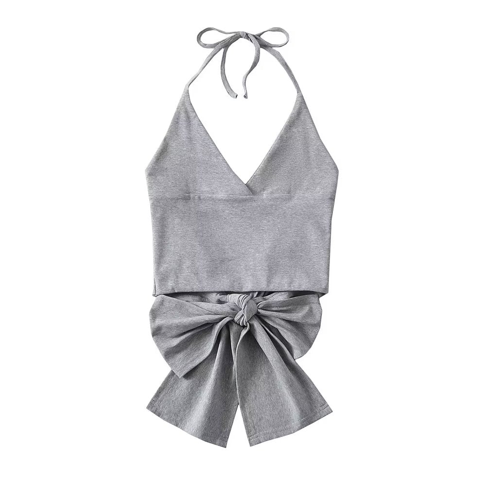 Summer Women Clothing Sexy Design Silk Satin Texture Short Halter Wrapped Chest